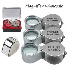 10/30/60PCS Folding Metal Jewelry Loupe Magnifying Magnifier 10/20/30X-21MM LOT