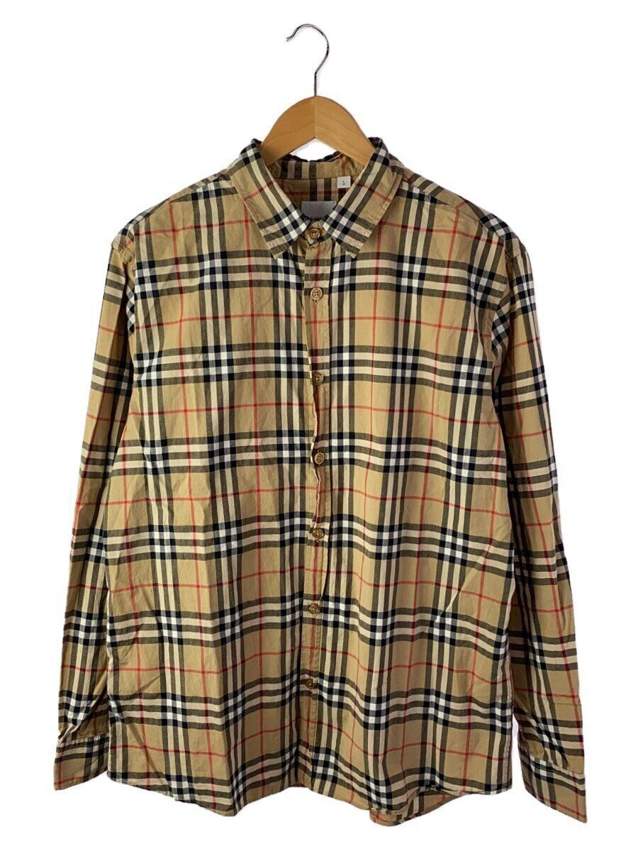 BURBERRY long sleeve shirt L cotton Camel check 8011359 Used BURBERRY long sleeve shirt L cotton Camel check 8011359 Used