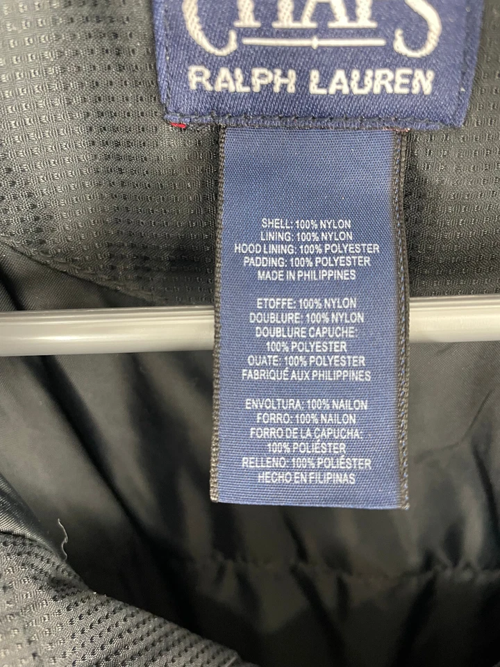 VTG 90s Chaps Ralph Lauren Coat Sz Large Black Gray Zip Up Winter Jacket Puffer - Image 4 of 4