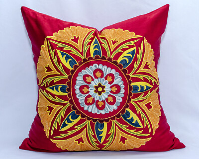 Medallion Silk Suzani Pillow Cover cushion Uzbek Suzani handmade Best Pillow