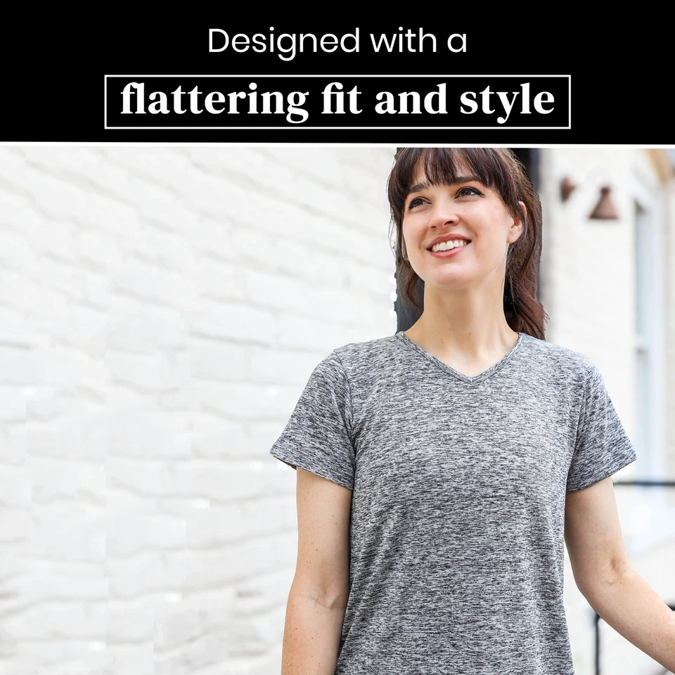 [Paquete de 5] Camisetas para mujer ajuste seco absorbentes cuello en V ropa deportiva camiseta top yoga entrenamiento Foto 3 de 4