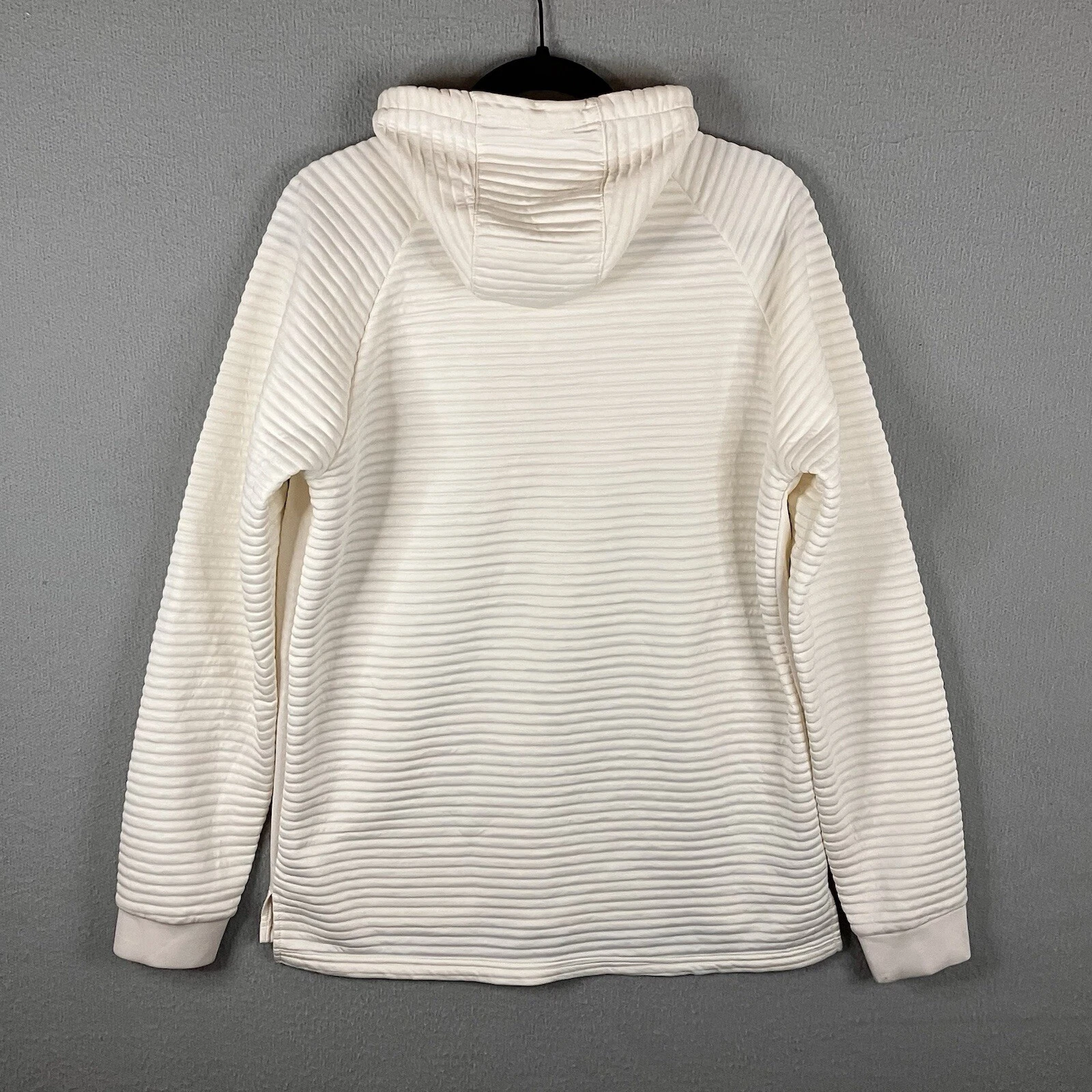 OFF WHITE Felpa con cappuccio Apana donna M bianco avorio con cappuccio manica lunga collo alto vestibilità regolare tinta unita