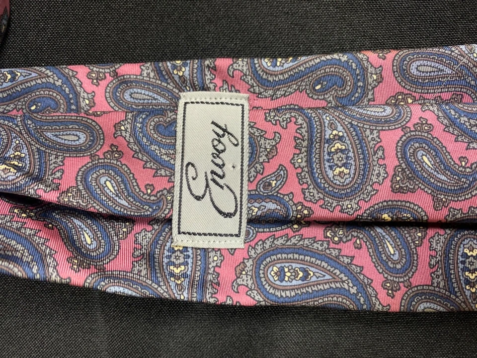Corbata para hombre Envoy rosa azul cachemira 100 % seda Foto 3 de 4
