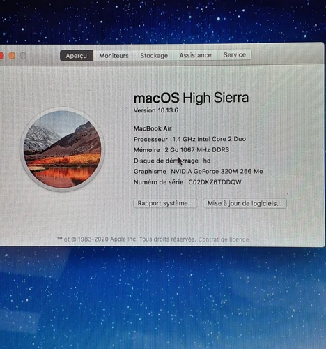 mac book 11  2G ram 128 G hdd     AZERTY batterie ok 110 cycles