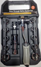 13pc Go Thru Spline Socket Ratchet Set SAE and METRIC 20 Sizes Hollow Center