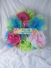 Pretty Summer Deco Mesh Tin-Fold Ruffle Wreat...