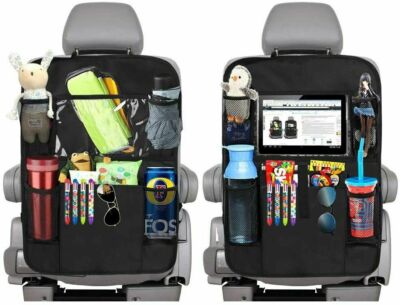 GMQ Organizer In Pelle Per Sedile Posteriore Auto – Vassoio Portaoggetti Con Supporto Pieghevole Per Tablet – Nero - 3