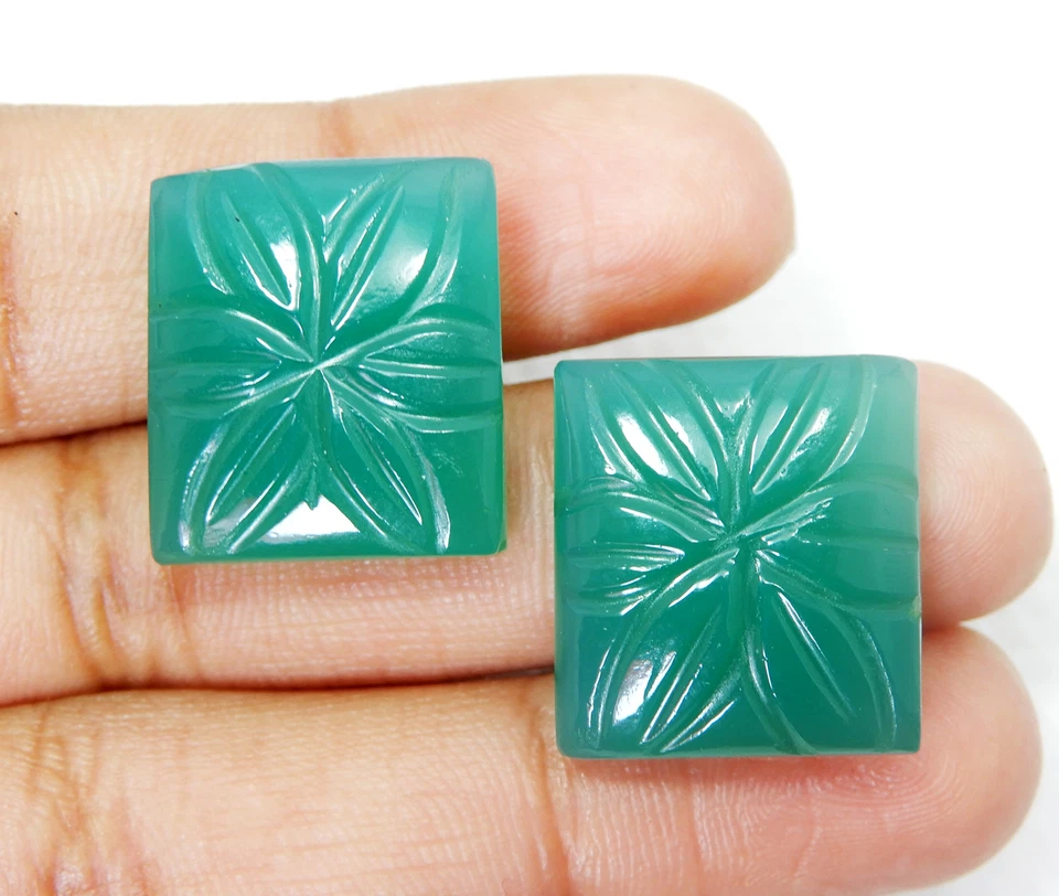 Par de piedras preciosas sueltas talladas de ónix verde 44,50 quilates con forma de esmeralda certificada natural Foto 3 de 4