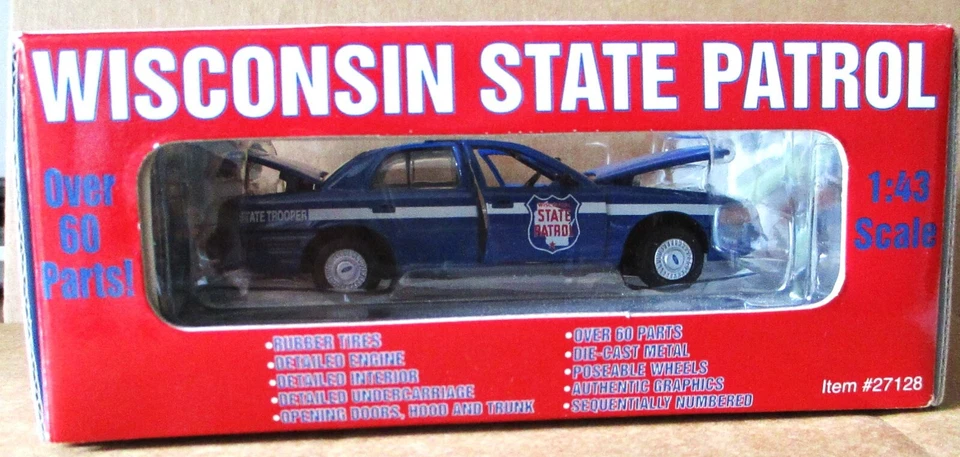 2000 Ford Crown Victoria Wisconsin State Police Car 1:43 Precision Toy Gearbox - Image 3 of 4