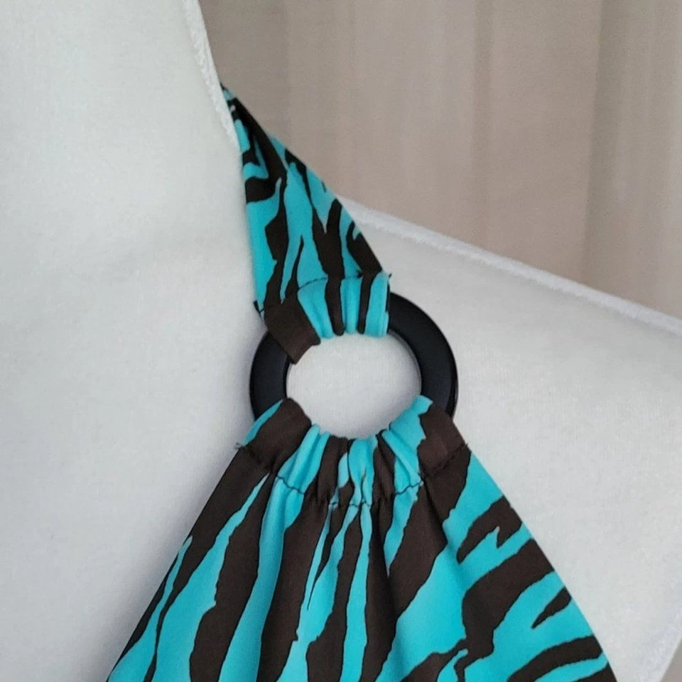 Camiseta Tankini Caribbean Joe Halter Slim Shaper Y2K Retro Estampado Animal Talla 16 Foto 4 de 4