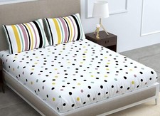 144 TC Cotton Double Bedsheet with 2 Pillow Covers - Polka Dots,Pack of 1