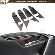 For Toyota RAV4 2019-2025 Interior Door Handle Surrounds Trim Black Wood Style