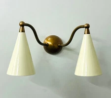 Mid-Century Inspired Design Double Sconce Mid Century Modern Brass Wall Lamp