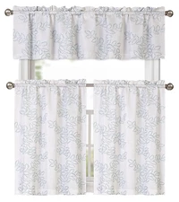 Brielle Embroidered Floral Kitchen Curtain Tier & Valance Set - Assorted Colors