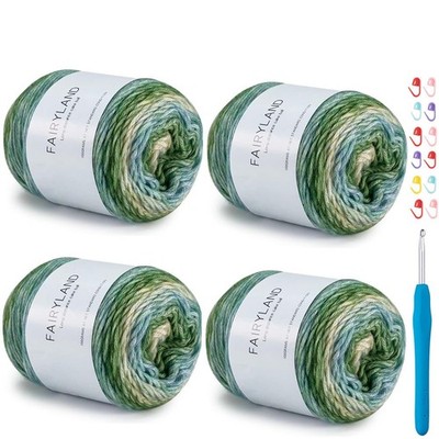 Yarn for Crocheting-Gradient Cake Yarn Ombré with Vibrant Colors-4x100g 60% C...