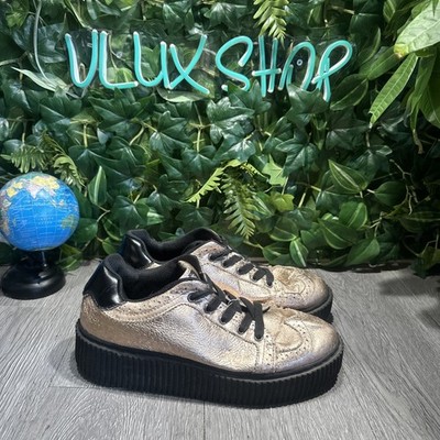 TUK Rose Gold Wingtip Casbah Creeper Womens US 10 T-U-K Platform Lace-up Sneaker