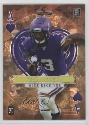 2023 5 Card Draw Stacked Deck Ace of Hearts 3/5 Jordan Addison Rookie RC lz7