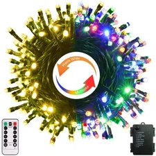 Christmas String Lights Battery Operated, Dual Color Changing 100 LED Fairy L...