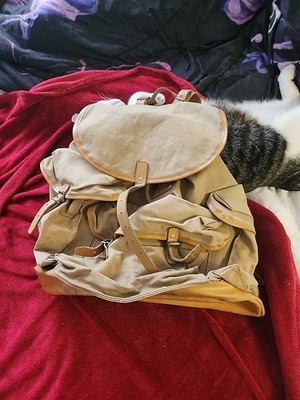 Sac Lafuma Vintage Hiking Backpack | Canvas & Leather | Metal Frame | France