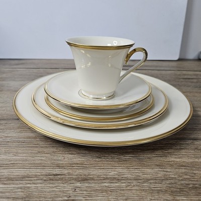 5pc Lenox Eternal Dinner Set Dimension Collection Ivory & Gold Rim