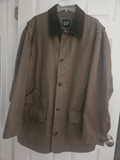 GAP Men Chore Barn Coat Field Jacket Brown 100% Cotton XXL Corduroy Quilt Lining