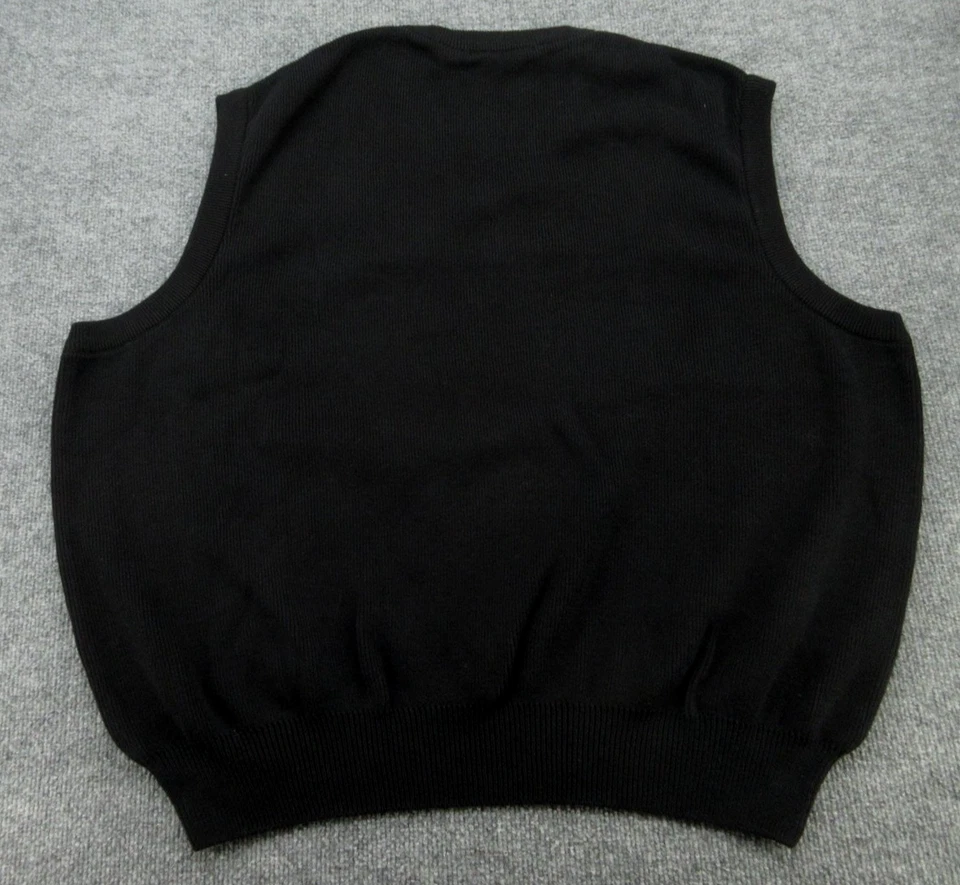 Greg Norman Suéter Chaleco Para Hombres 2XL Negro Cuello en V 100% Algodón Golf Tejido Pullover Foto 3 de 4