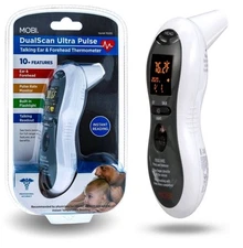 Mobi DualScan Ultra Pulse Talking Ear & Forehead Thermometer English Spanish