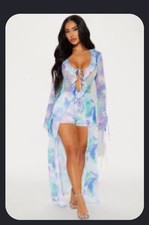 Fashion Nova Blue Romper Dress XS With Top