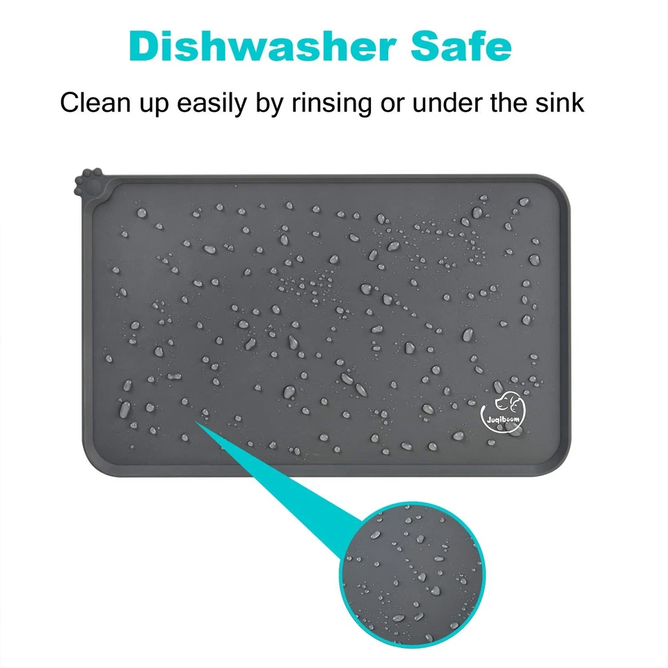 Tapete impermeável de silicone para animais de estimação antiderrapante fácil de limpar cinza alimentação placemat cães - Imagem 3 de 4