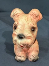 Vintage Chalkware Dog Coin Bank 1950s Carnival Plaster Puppy Figurine