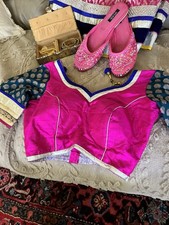 Blue/Fuchsia Lehenga Choli Lengha Size Small for Wedding or Garba