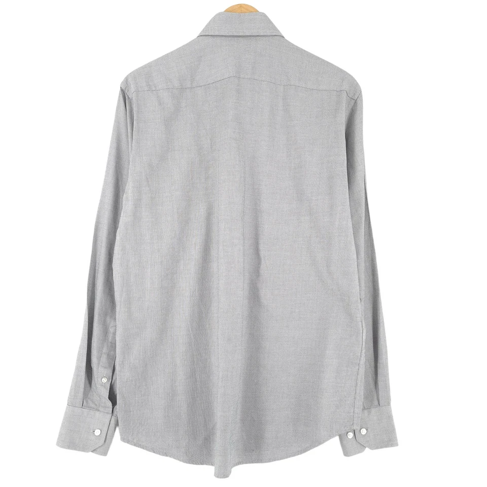 HUGO BOSS Chemise Habillée Homme Gris Coton Col Ouvert Bouton Taille 40 - Photo 3/4