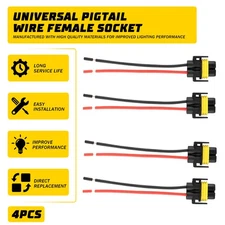4x H11 H8 Headlight Fog Lights Extension Wiring Harness Socket Connector Adapter
