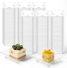 SHENLIU 300 Pcs 1oz Mini Clear Dessert Plates, 2.4 x 2.4 Inch Disposable Square 