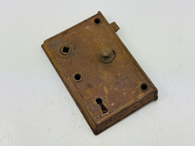 #ad Antique Steel Doorknob Lock Assembly 6.25quot;x4quot;x20mm Vintage Reclaim Hardware $34.99