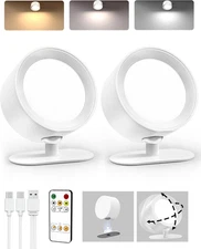 LED Wall Mounted Lights, Rechargeable Wall Sconces Lamp, 3 Color Temps & Remote