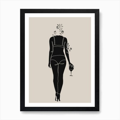Woman Holding Wine Glass 1 Art Prin Framed Wall Art Poster Canvas Print Picture
