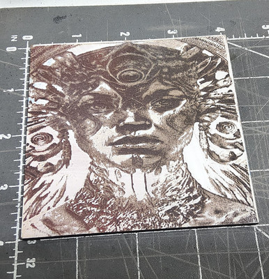 Laser etched exotic alien woman AI 3d art pinup sci-fi digital mystical 4x4 1of1