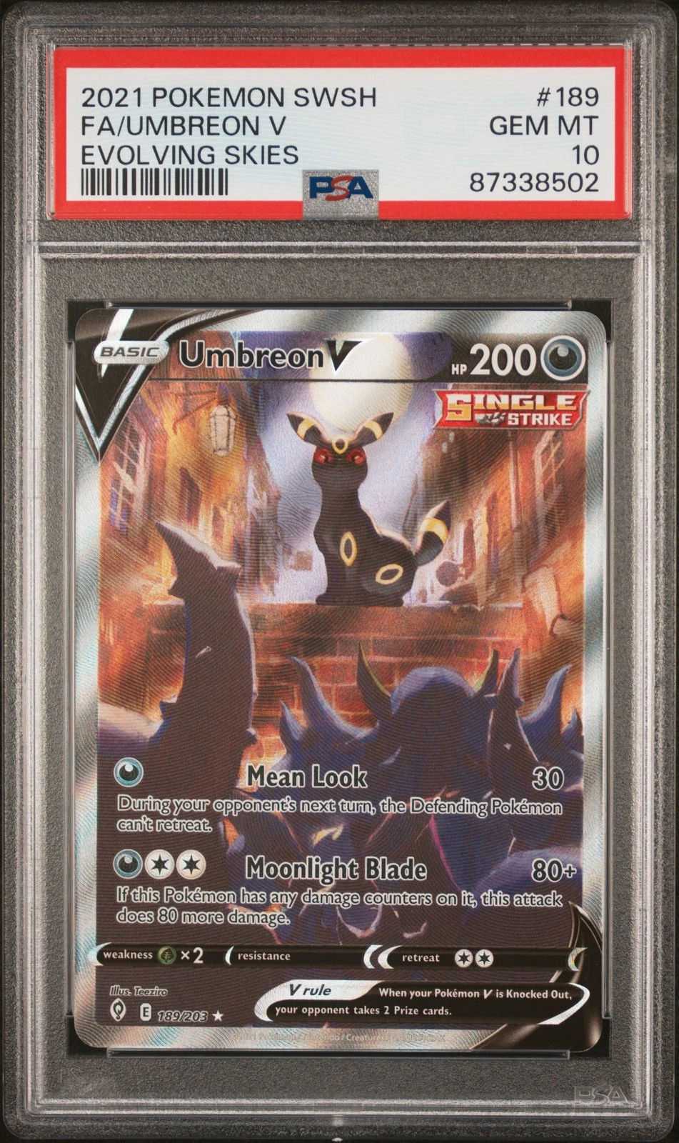 Umbreon V - Evolving Skies #189 Price & Value ($381.59) | PokeScope
