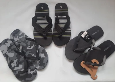 3 X MEN`S BLACK FLIP FLOPS ONE PAIR TU -TWO X PEP &CO SIZE SMALL 7/8 - Image 1 of 4
