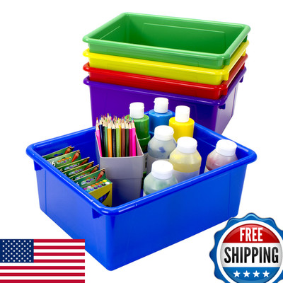 Storex Letter Size Deep Storage Tray Organizer Bin For Classroom Office And