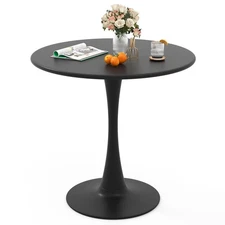 31.5” Modern Round Dining Table Tulip Table with Metal Top and Base Small