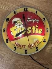 Frostie Root Beer Double Bubble Glass Lighted Clock Vintage Beer Root