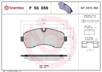 Brembo P50059 Front Brake Pad Set Fits Mercedes Volkswagen Vw Crafter 30-35 3 4