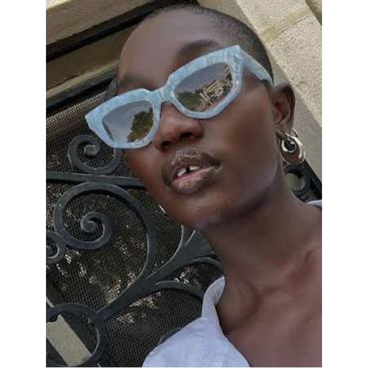 DEZI Blue and Gray Retro Cat-Eye Sunglasses DITA CREATURE 22035 C BLU-SLV-62 Women Sunglasses CATEYE  main image 4