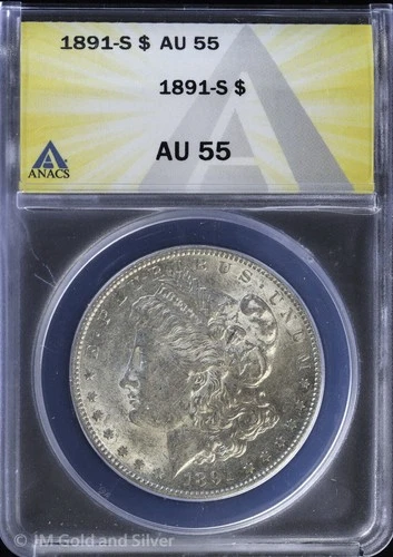 1891-S $1 Morgan Silver Dollar ANACS AU 55