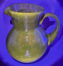 Vintage Blenko Chestnut Blown Art Glass Bubbles Pitcher Joel Myers Glows 60s