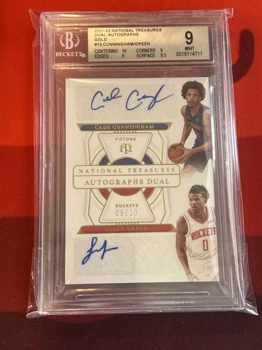 2021 Panini National Treasure Dual Autograph Cade Cunningham Jalen Green BGS 9