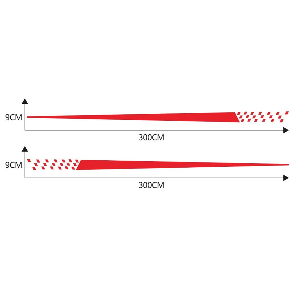 Calcomanías de vinilo a rayas largas cintura lateral carrocería coche calcomanías a rayas decoración roja Foto 2 de 4