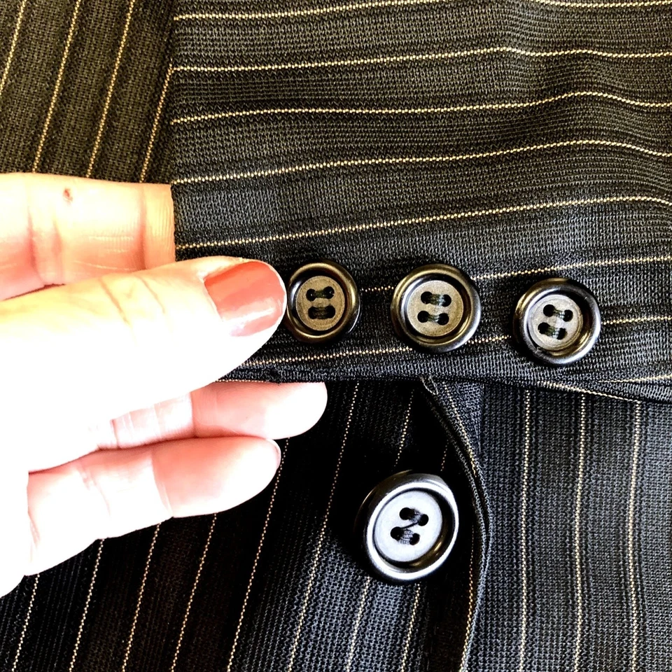 复古 70 年代黑色纹理运动外套 PEAK LAPEL 夹克迪斯科金色条纹西装外套 38 — 第 4/4 张图片